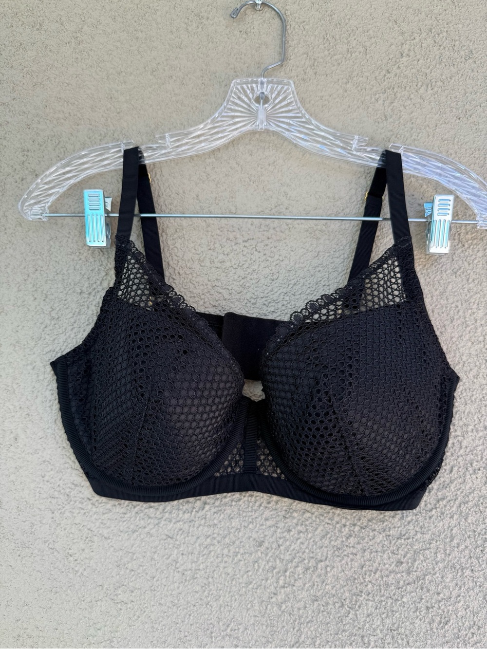 Victoria’s Secret Black Mesh Plunge ,Lace-Underwire lightly padded Bra 36DD